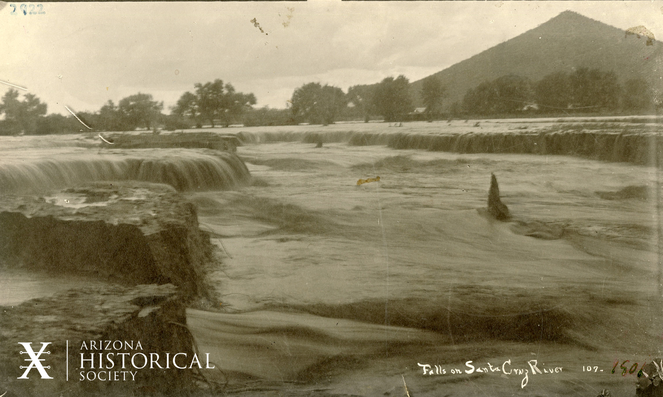 Waterfalls on the Santa Cruz River in 1889 near Sentinel Peak in Tucson