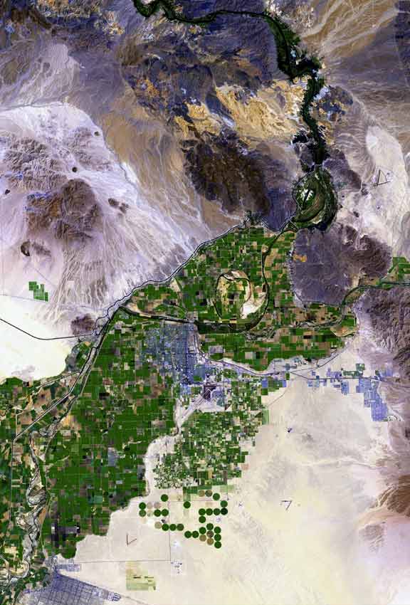 Satellite view of the Colorado River valley near Yuma