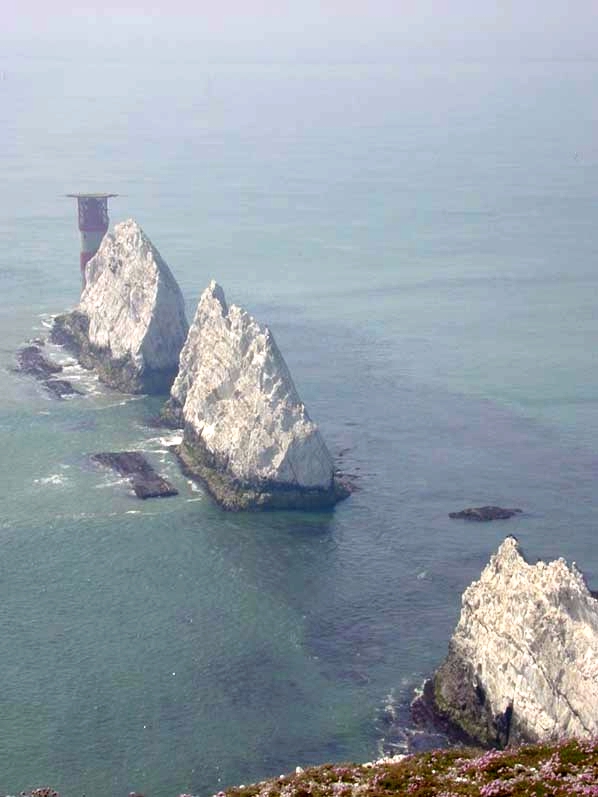 The Needles, situated off the Isle of Wight, are part of the extensive Southern England chalk formation