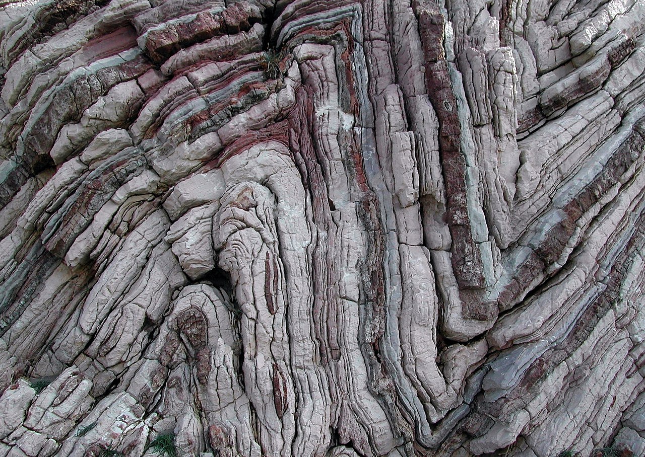 Alpine deformation folded limestone and chert, Ágios Pávlos in the south of Crete