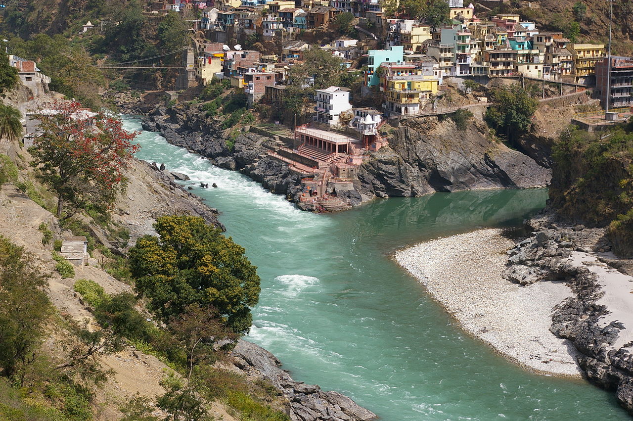 The Ganges begins at the confluence of Alaknanda and Bhagirathi rivers