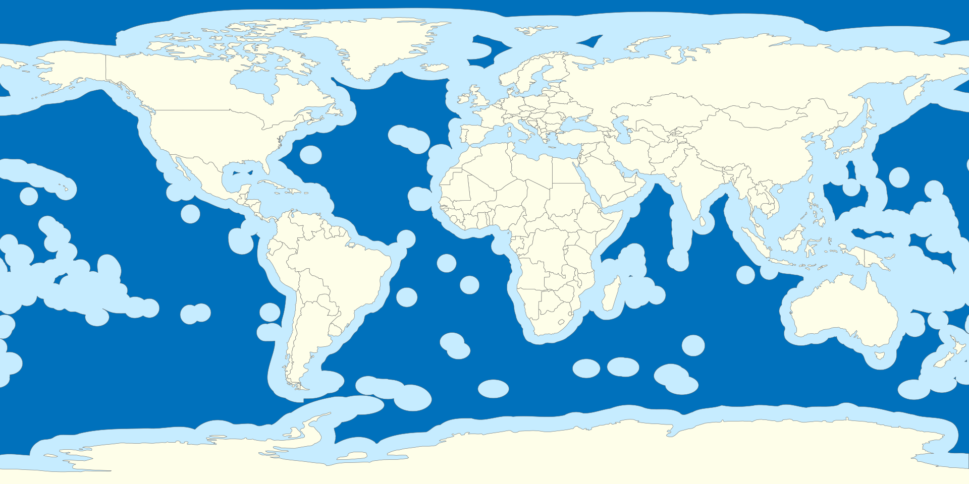International waters are in blue