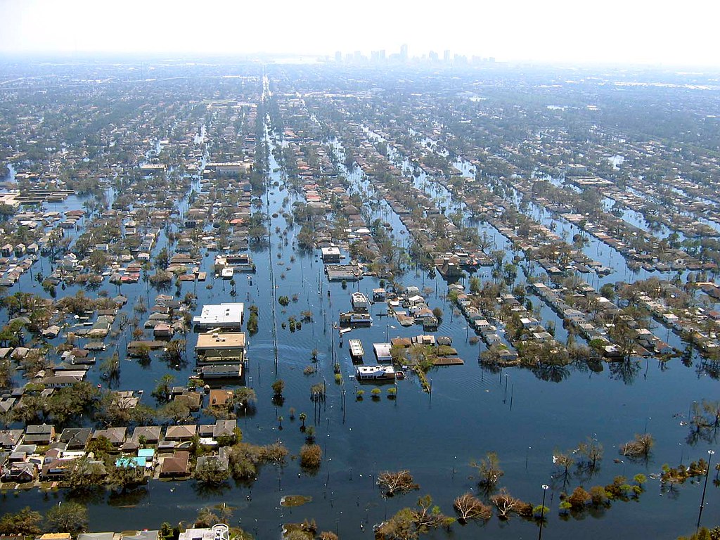 Flooded New Orleans after hurricane Katrina