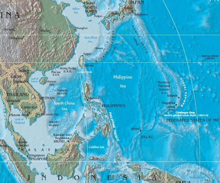 Mariana islands and the Mariana trench