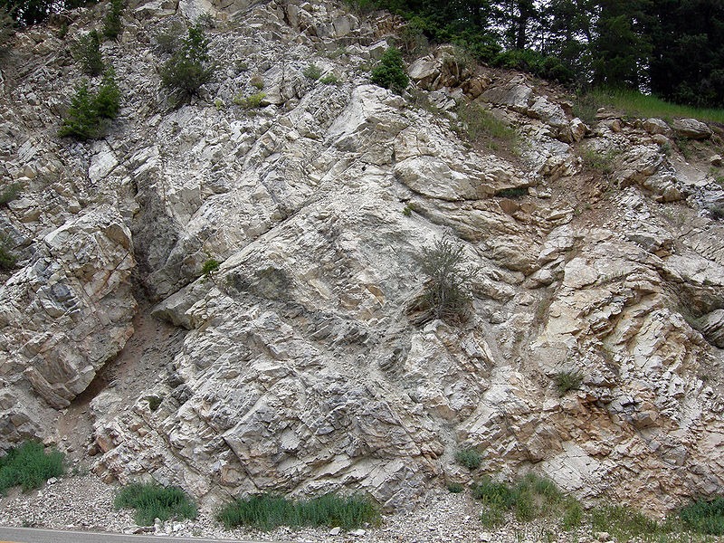 Metamorphic Mississippian marble in Big Cottonwood Canyon, Wasatch Mountains