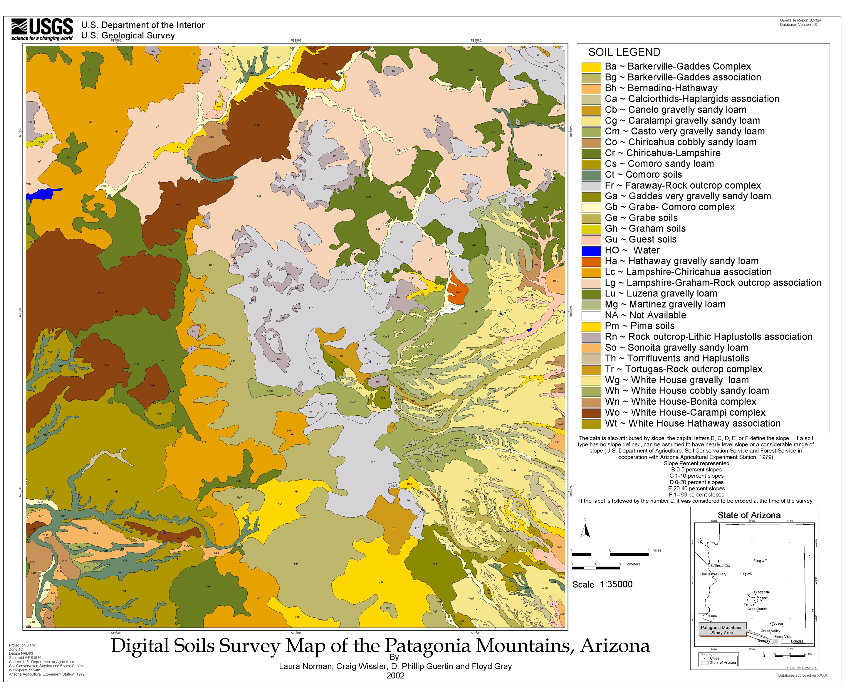 Digital soils survey map of the Patagonia Mountains