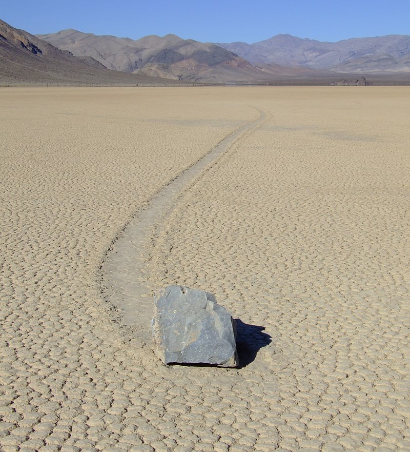 Sailing stone in Racetrack playa in Death Valley, California