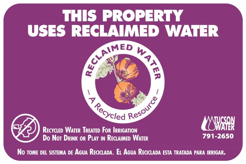 City of Tucson reclaimed water sign