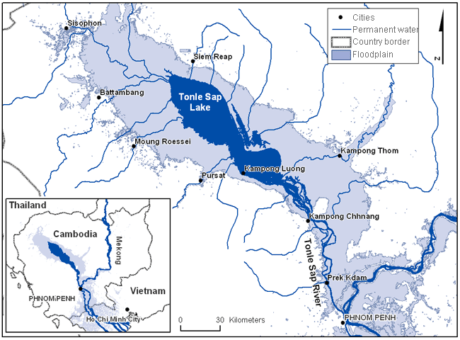 Tonlé Sap lake, river and drainage basin in Cambodia