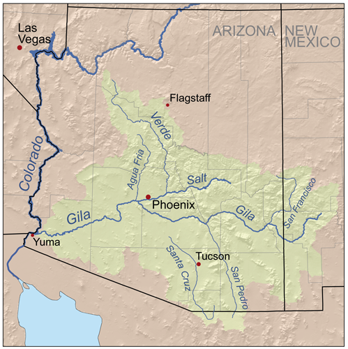 Verde and Gila Rivers watershed